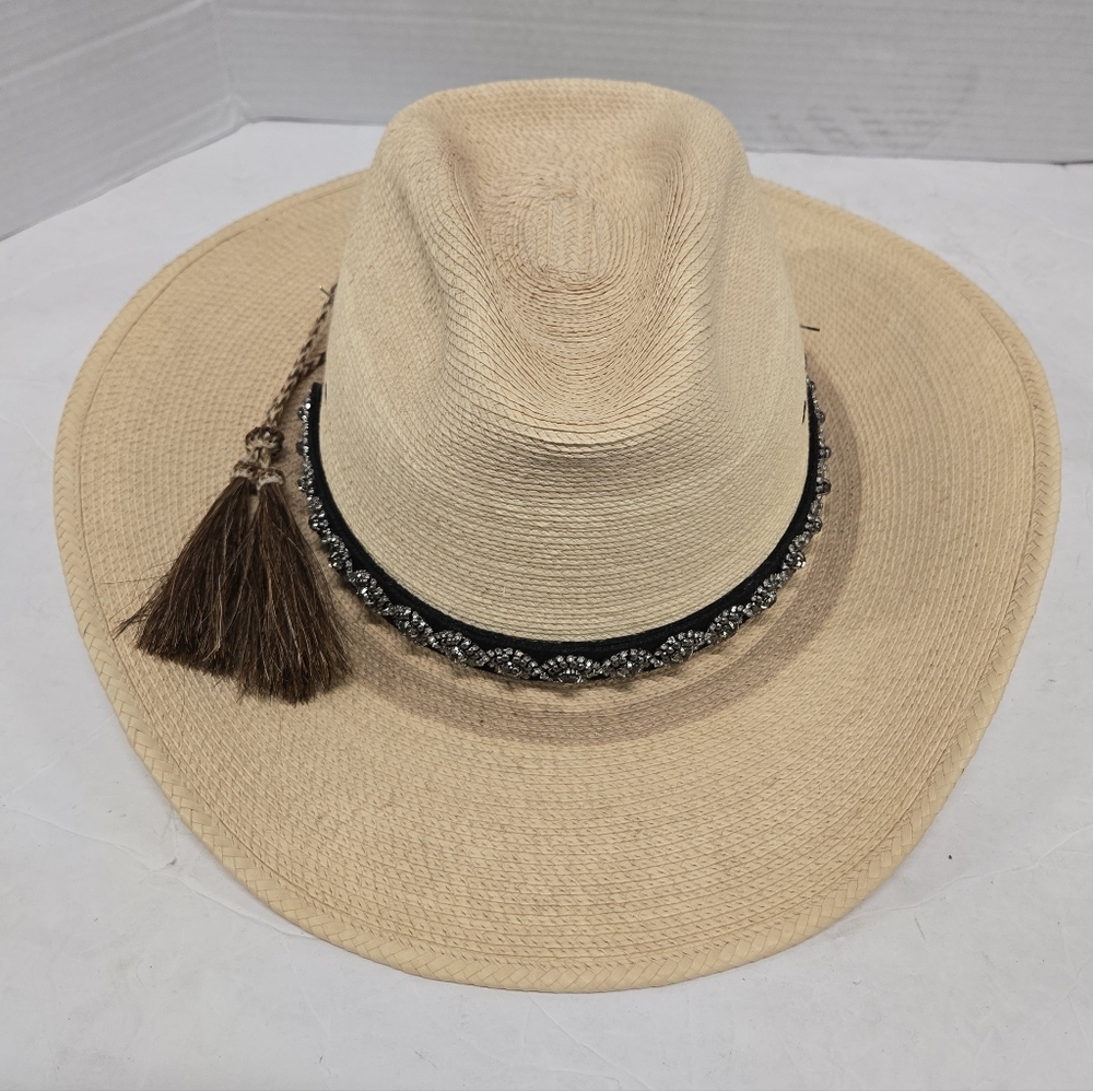 Sun Body Hat Houston Texas Handcrafted Palm‎ Straw Havana Hat 7 1/8 ( 57 )